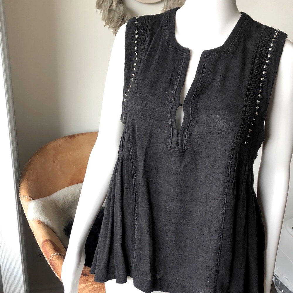 Isabel Marant Etoile Black Linen Top - Sz M